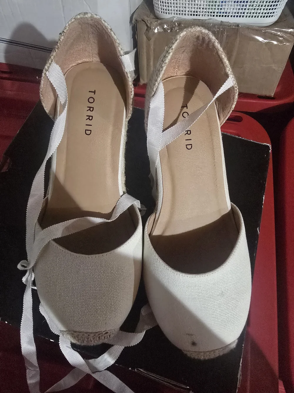 torrid White Canvas Espadrille Wedge Sandals